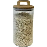 Bavary boîte de conservation en verre borosilicaté côtelé avec couvercle en bois d’acacia L