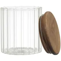 HowHomely | Bocal de rangement - ARNO - 500 ml - Transparent - Design élégant - Couvercle en bois - Organisation de cuisine