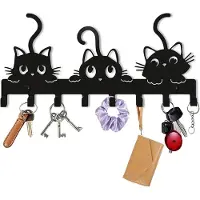 OEM Porte-manteaux muraux modernes en métal avec motif de chats - 8 crochets - Idéal pour les couloirs, les salons, les cuisines et les appartements