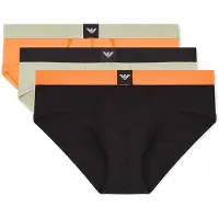 Emporio Armani pour homme. EM002154_AF20673 Set 3 Slip essentiel Logolabel noir, vert, orange (XL), Homewear, Coton