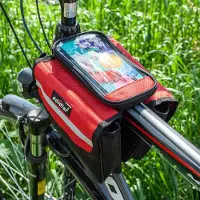 COFI cofi1453 Sacoche de vélo avec poche pour téléphone portable étanche Sacoche de vélo universelle Sacoche de cadre Support de téléphone portable rouge