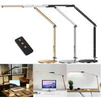Topchances Lampe de bureau pliable à long bras pour la lecture Clip-on Lampe de bureau LED 360° + télécommande (Golden )
