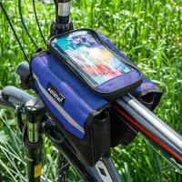 COFI cofi1453 Sacoche de vélo avec poche pour téléphone portable étanche Sacoche de vélo universelle Sacoche de cadre Support de téléphone portable bleu