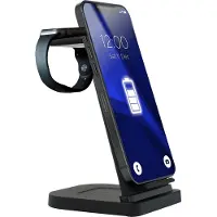 COFI 3in1 Chargeur à induction LEDChargeur sans fil 15W Chargeur de téléphone portable compatible avec smartphone,TWS-HeadsetSmartwatch Noir