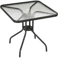 SUCCESS COURIER Table de jardin carrée 76 x 76 cm, démontable, avec trou pour parasol, noire