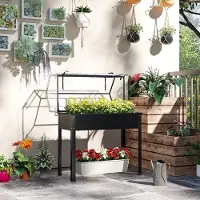 SUGIFT Jardinière surélevée avec toit de serre, bac à plantes surélevé avec couvercle, acier thermolaqué noir | 100 x 48 x 124 cm | jusqu'à 50 kg | trou de drainage