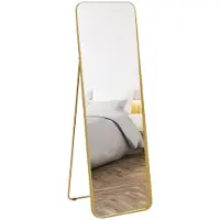 HOMCOM Miroir en pied 160 x 50 cm - Miroir sur pied bombé avec verre incassable