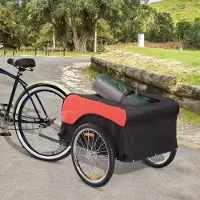 SUGIFT Remorque de vélo pliable rouge et noire, remorque de transport en acier, remorque pliable, Oxford | 130 x 77 x 65 cm | jusqu'à 40 kg | pneus de 20 pouces