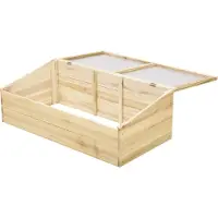 SUGIFT Serre de balcon, jardinière de culture précoce, serre en bois avec plaque en polycarbonate, en bois massif de sapin, couleur naturelle | Transparente à la lumière | Toit incliné | 100 x 50 x 35 cm