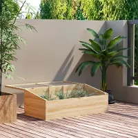 SUGIFT Châssis de culture en bois avec plaque en PC, serre de balcon, sapin massif, aspect naturel | 100 x 50 x 35 cm | Toit en pente | Laisse passer la lumière