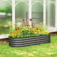 SUGIFT Bordure de jardin surélevée en acier modulaire, plate, bac de plantation en métal, design sans fond, gris foncé | 150 x 62 x 30 cm | 6,3 kg | galvanisée à chaud