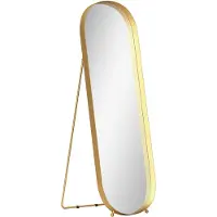HOMCOM Miroir en pied 160 x 50 cm, miroir sur pied bombé avec cadre métallique, doré