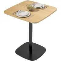 SUGIFT Petite table de cuisine pour 2 personnes, table carrée en MDF avec structure en acier, en bois naturel, bords arrondis. Antidérapante. Poids : 11 kg. Dimensions : 60 x 60 x 75 cm