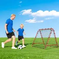 SUGIFT But de football pliable et réglable, mur de rebond pour ballon de football en filet PE et acier thermolaqué, rouge | 100 x 68–95 cm | 5,9 kg | résistant aux intempéries