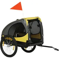PawHut Remorque pour chiens , remorque pliable pour vélo, remorque pour chiens, jaune