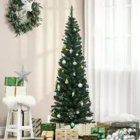 SUGIFT Sapin de Noël artificiel étroit de 180 cm, sapin de Noël en forme de sapin avec support et étoile, plastique/métal, vert | 55 x 55 cm | 390 branches | 2,1 kg