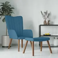 Prolenta Maison Exclusive - Fauteuil de détente avec repose-pieds, velours bleu