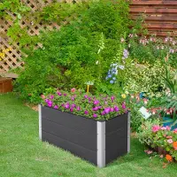 SUGIFT Jardinière surélevée en WPC et aluminium, résistante aux intempéries, jardinière de balcon sans fond, jardinière de jardin, gris | 100 x 50 x 55,5 cm | 12,5 kg | inoxydable