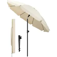 VOUNOT Parasol de plage, 200 cm, avec sac de transport et ancre de sol, couleur beige
