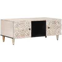 Syfax Table basse Blanc 100 x 54 x 40 cm Bois de mangue massif
