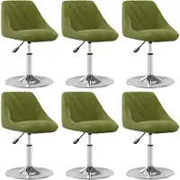 Syfax Chaises pivotantes à manger lot de 6 vert clair velours