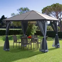SUGIFT Pavillon de jardin, structure en aluminium, couleur gris foncé