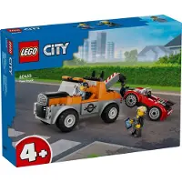 LEGO City Dépanneuse et voiture de sport Ensemble de construction de réparation Idée cadeau pour enfants avec 2 figurines et accessoires, dont un