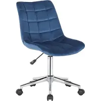 BellaFurn Chaise de bureau en velours - chaise de bureau ergonomique - hauteur réglable et fonction pivot | couleur : bleu