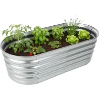 Northix Half-Round Galvanized Metal Raised Garden Bed