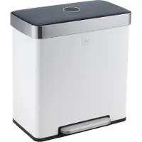 SVITA LT2X30 Poubelle 60l Poubelle à pédale 2 compartiments avec couvercle Blanc
