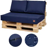 Blomster Coussin de palette 120 x 80 Set pour meubles en palette Coussin d'assise imperméable en europalette Canapé en palette Le set se compose de 3 pièces dans la couleur : foncé