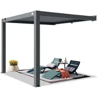 PRIMEYARD Pergola adossée 3x3 m poteaux en aluminium avec lames orientables en aluminium pergola murale anthracite