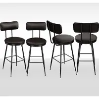 UnboxG Lot de 4 tabourets de bar en cuirPolyuréthanenoir avec dossier, design moderne et structure métallique, hauteur 65 cm, tabourets de bar pour comptoir de cuisine, pub et restaurant
