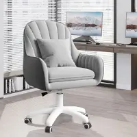 Hawthyhome Homeoffice Chaise en velours avec coussin pivotant Chaise de bureau ergonomique réglable en hauteur Gris