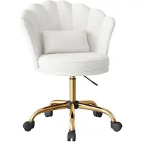 Hawthyhome Chaise de bureau , chaise ergonomique, chaise de bureau avec dossier fleuri, pivotante et réglable en hauteur, revêtement en velours avec coussin pour la tête, blanche