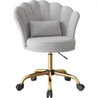 Hawthyhome Chaise de bureau , chaise ergonomique, chaise de bureau avec dossier fleuri, pivotante et réglable en hauteur, revêtement en velours avec coussin pour la tête, gris