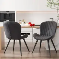 Hawthyhome Chaises de salle à manger, lot de 2 Chaises rembourrées avec pieds métalliques pour cuisine, salle à manger, salon Gris foncé