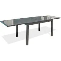 DCB Groupe Table de jardin 10 places en aluminium et plateau verre