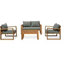 DCB Groupe Salon de jardin bas 4 places en bois d'