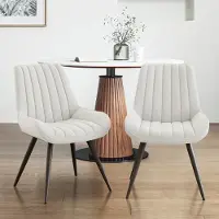 Hawthyhome Chaises de salle à manger, lot de 2 chaises rembourrées confortables Chaises de cuisine avec dossier Pieds en métal Blanc