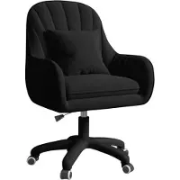 Hawthyhome Homeoffice Chaise en velours avec coussin pivotant Chaise de bureau ergonomique réglable en hauteur noire
