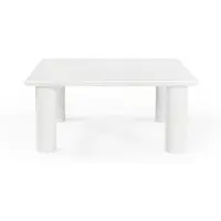 MARMOHOLZ Marbre - Sutri Table basse carrée 80×80 cm x H 35 cm - Table en bois massif blanc au design scandinave Japandi, table de salon moderne