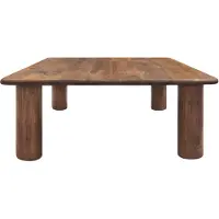 MARMOHOLZ Marbre - Sutri Table basse carrée 80×80 cm x H35 cm - table en bois massif marron au design moderne Scandi & Japandi, table en bois faite main