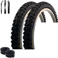 Roverstone 2 x A109 « 20 » Pneus de vélo Pneu de vélo Noir 57-406 (20 x 2,125) + 2 chambres à air AV, démonte-pneus inclus