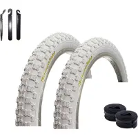 Roverstone 2 pneus 20" pour vélo, blanc 54-406 (20 x 2,125) + 2 chambres à air adaptées DV, démonte-pneus inclus
