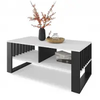 Brak Table basse moderne pour le salon, style loft Table basse noire et blanche 50 x 90 cm