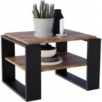 Brak table basse marron, petite table en chêne, table basse loft