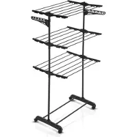 Meisterhome Séchoir à linge pliable Tour à linge Séchage efficace - longueur de la corde de séchage - gain de place pour l'intérieur et l'extérieur - noir - 18m