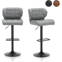 Meisterhome Tabouret de bar (lot de 2) - hauteur réglable Chaise de bar pivotante Chaise de cuisine avec repose-pieds Tabouret de bar rembourré - gris clair