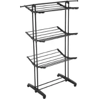 Meisterhome Séchoir à linge pliable Tour à linge Séchage efficace - longueur de la corde de séchage - gain de place - pour l'intérieur et l'extérieur - noir - 24m